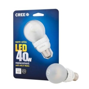 The CREE LED bulb replaces a 40 watts incandescent light bulb, but only uses 8.5 watts.