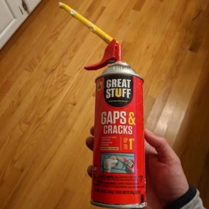 The new Great Stuff can of sealant that self stops to prevent messes and can be reused over 4 weeks later!