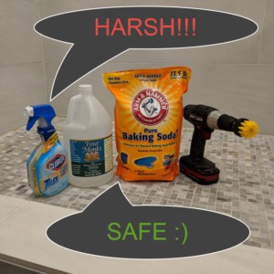 Should you use safe or harsh products for cleaning your shower tile and grout?
